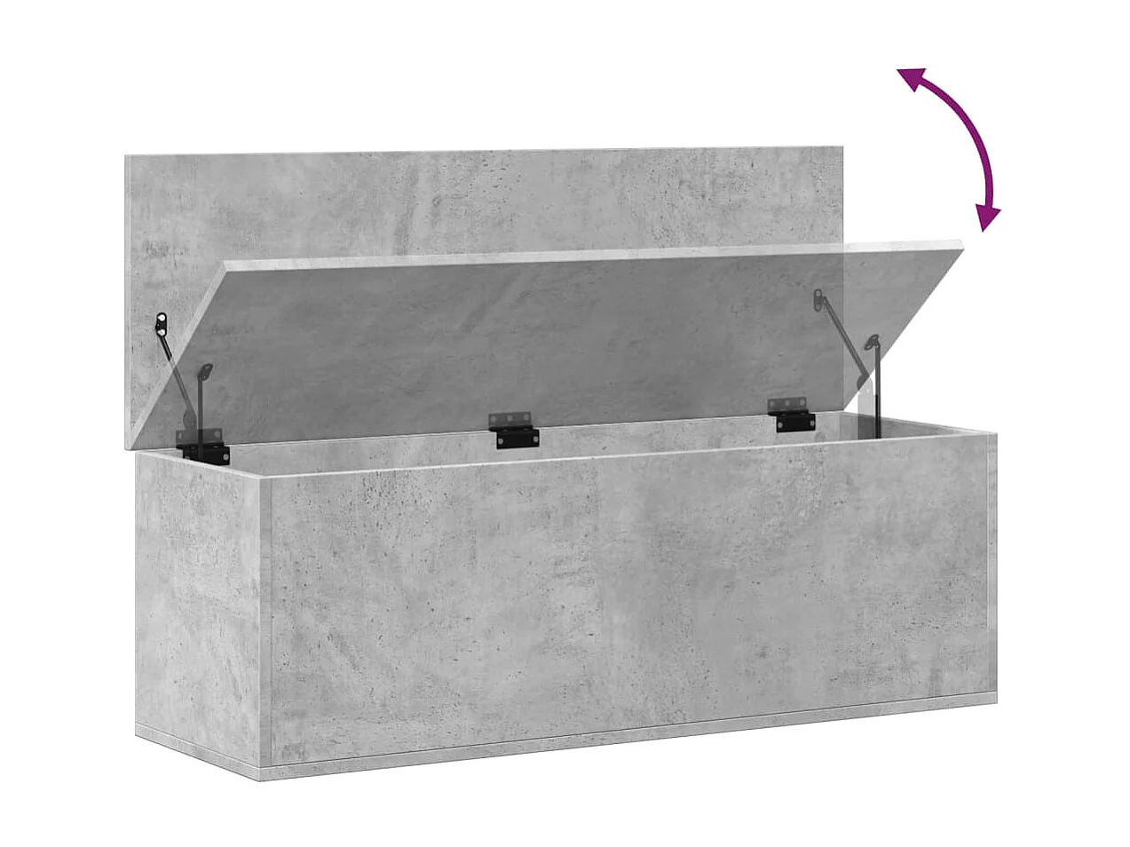 Boîte de rangement gris béton 102x35x35 cm bois d'ingénierie