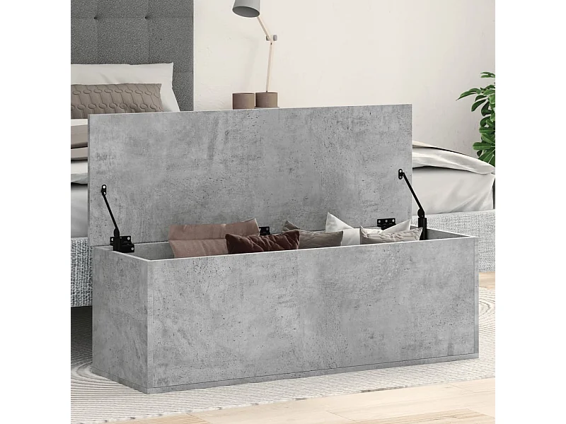Boîte de rangement gris béton 102x35x35 cm bois d'ingénierie