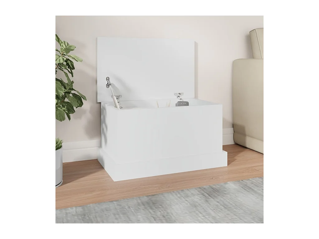Boîte de rangement blanc 50x30x28 cm bois d'ingénierie