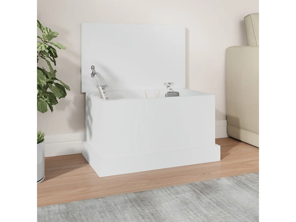 Boîte de rangement blanc 50x30x28 cm bois d'ingénierie