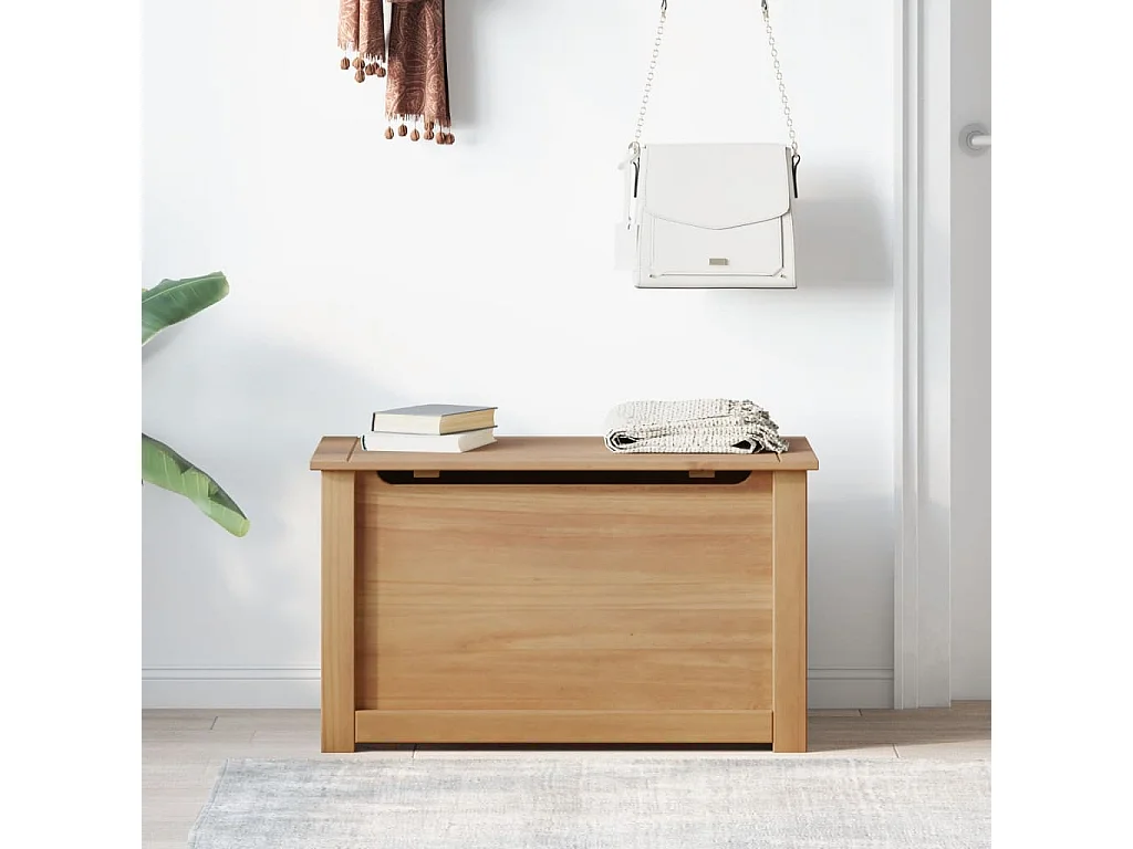 Cómoda de almacenamiento Panama con tapa en madera maciza de pino