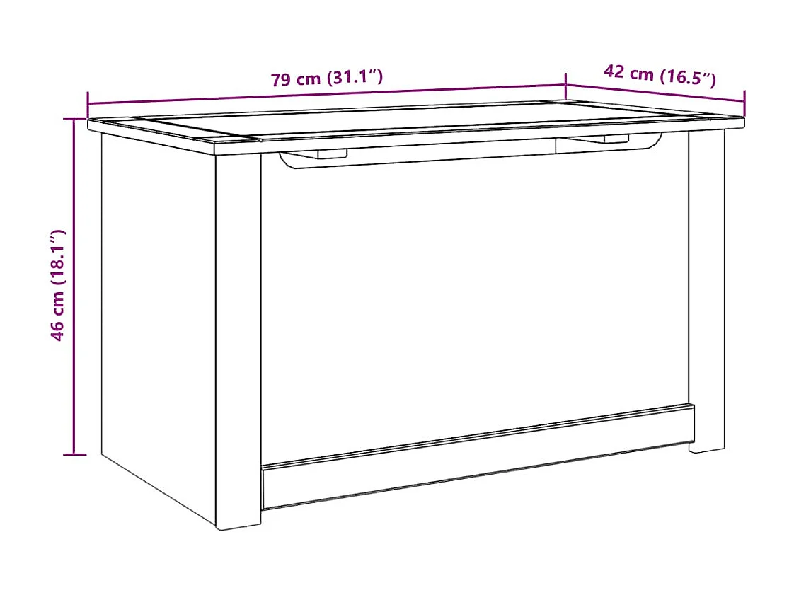 Cómoda de almacenamiento Panama con tapa en madera maciza de pino