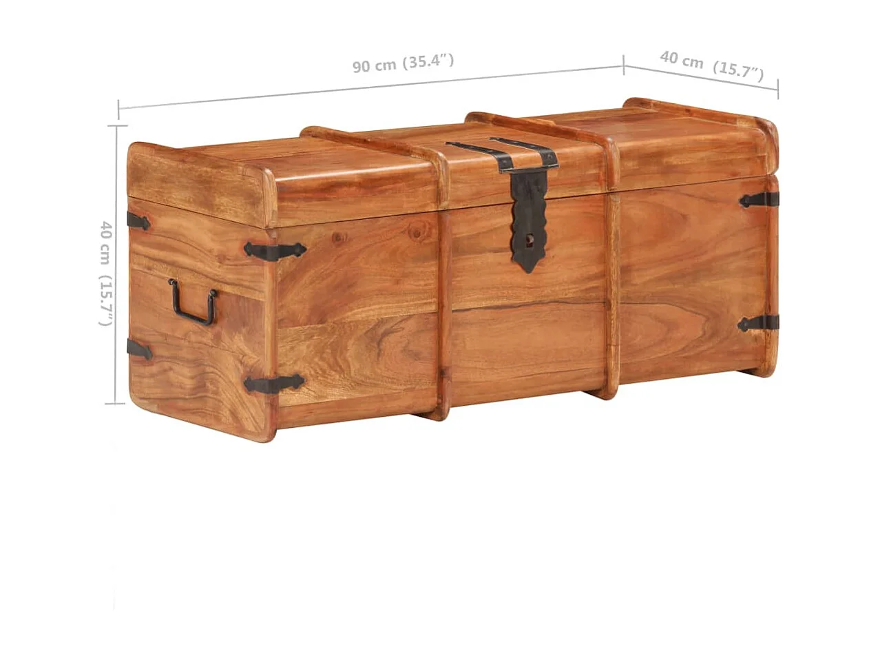 Cassapanca 90x40x40 cm Legno massello di acacia