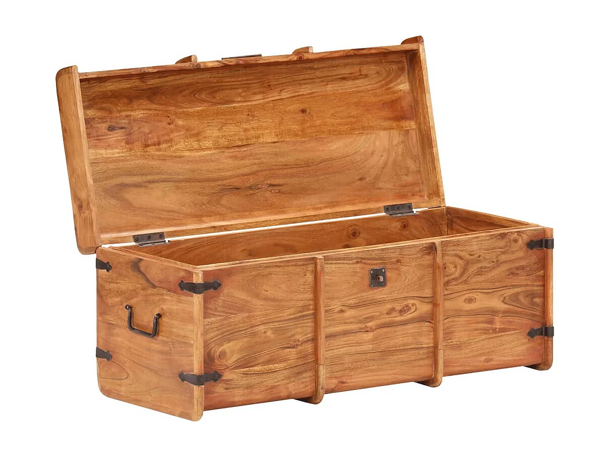 Baú de arrumação 90x40x40 cm Madeira maciça de acácia