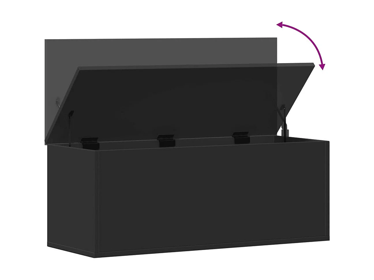 Caja de almacenamiento negra 90x35x35 cm de madera contrachapada