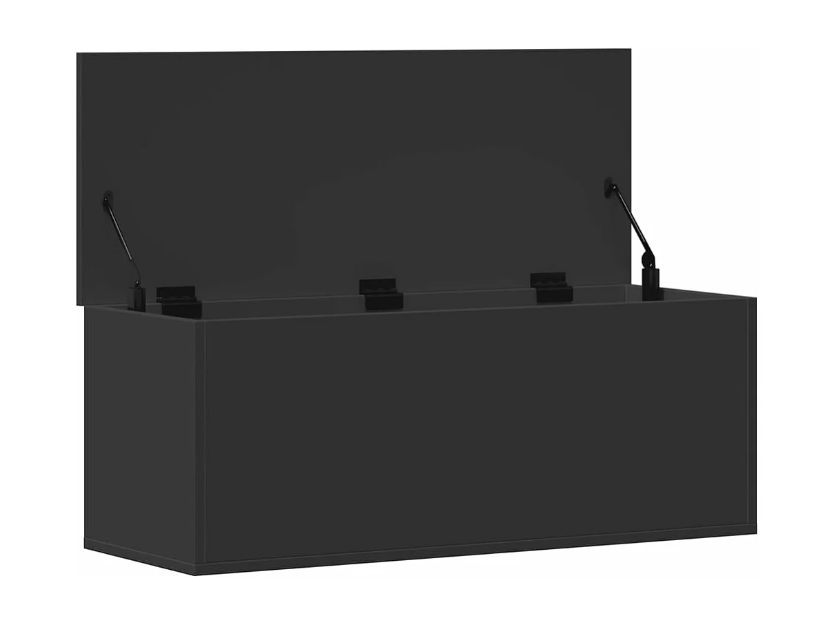 Schwarze Aufbewahrungsbox 90x35x35 cm aus Holzwerkstoff
