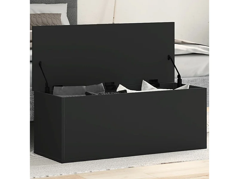 Boîte de rangement noir 90x35x35 cm bois d'ingénierie