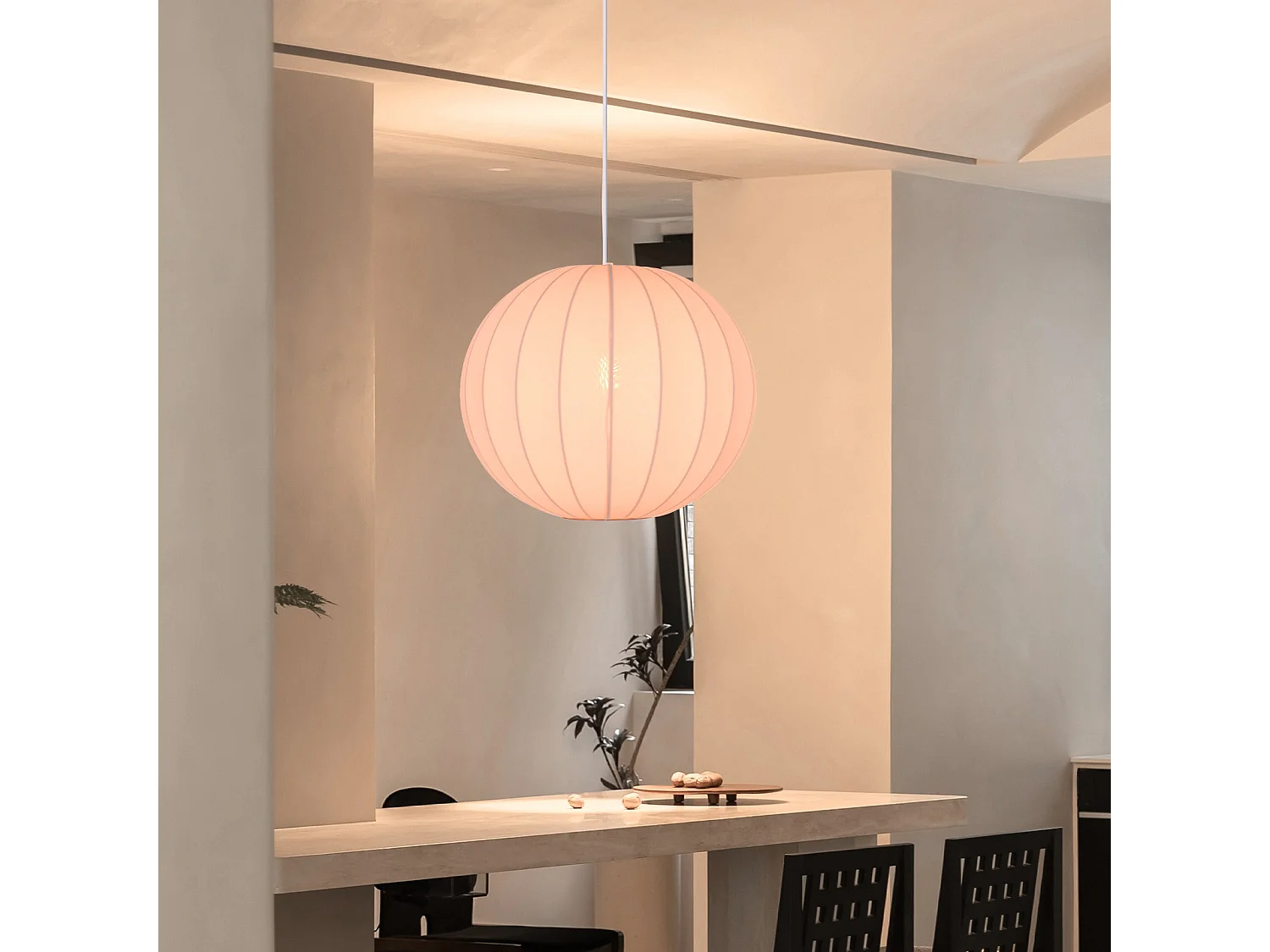 Lustre rond en polyester moderne blanc, pour la décoration de la chambre, îlot de cuisine,d30 cm x h28 cm,blanc