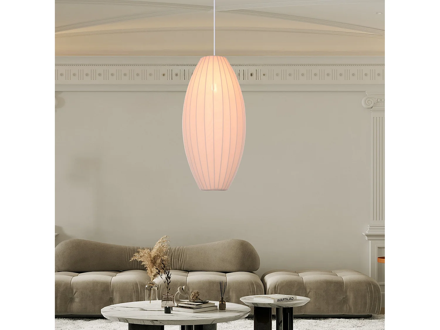 Suspension en polyester moderne et,pour la décoration de la chambre,de l'îlot de cuisine et de la salle à manger,d30 x h60cm,blanc