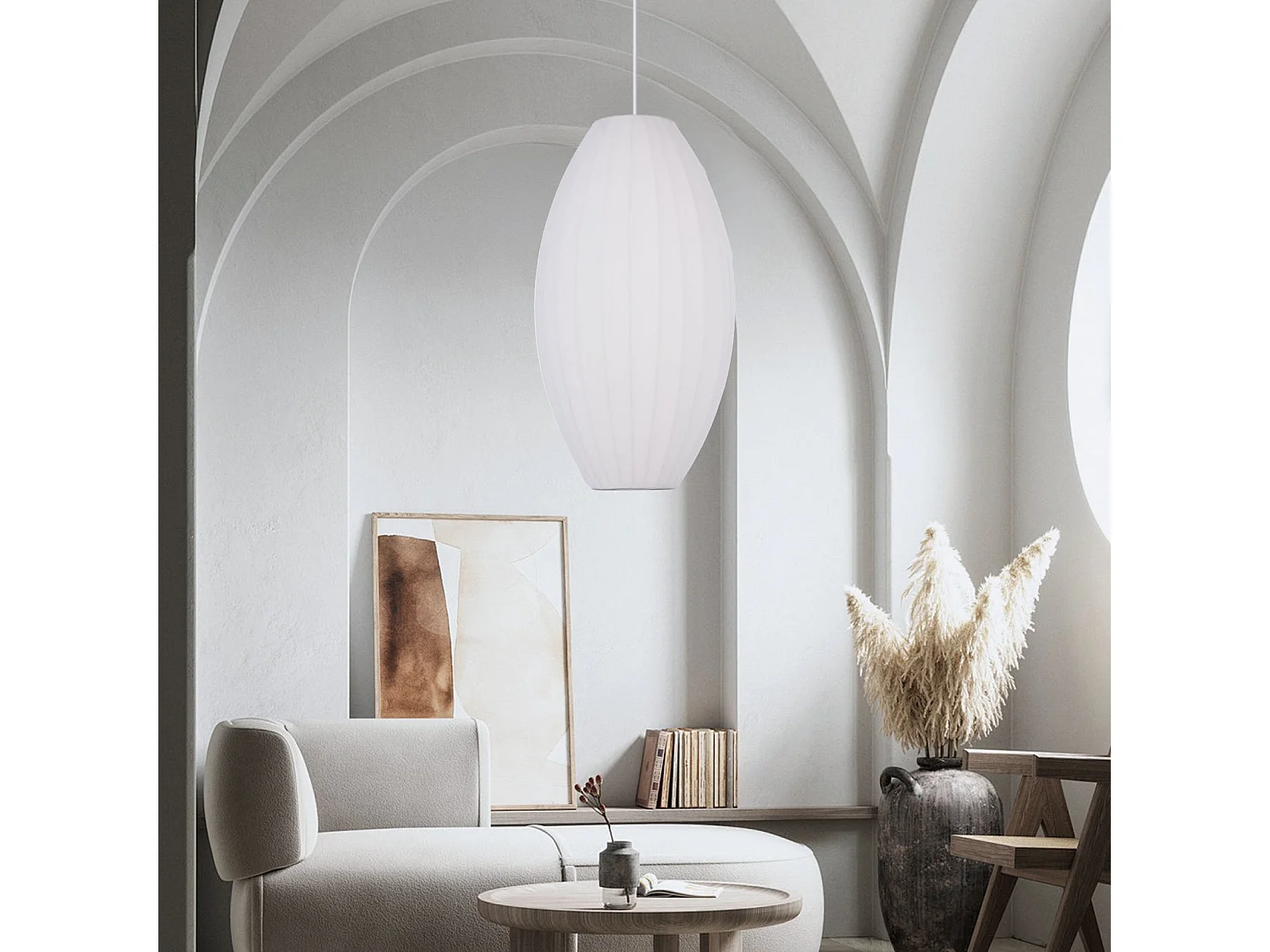 Suspension en polyester moderne et,pour la décoration de la chambre,de l'îlot de cuisine et de la salle à manger,d25 x h50cm,blanc