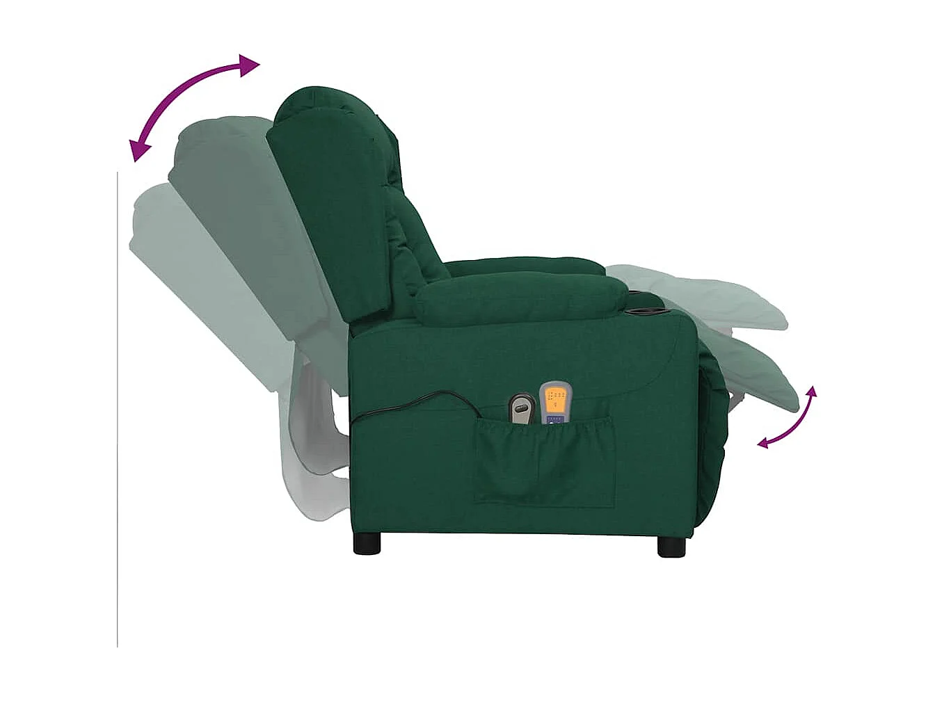 Sillón de masaje eléctrico Tela verde oscuro