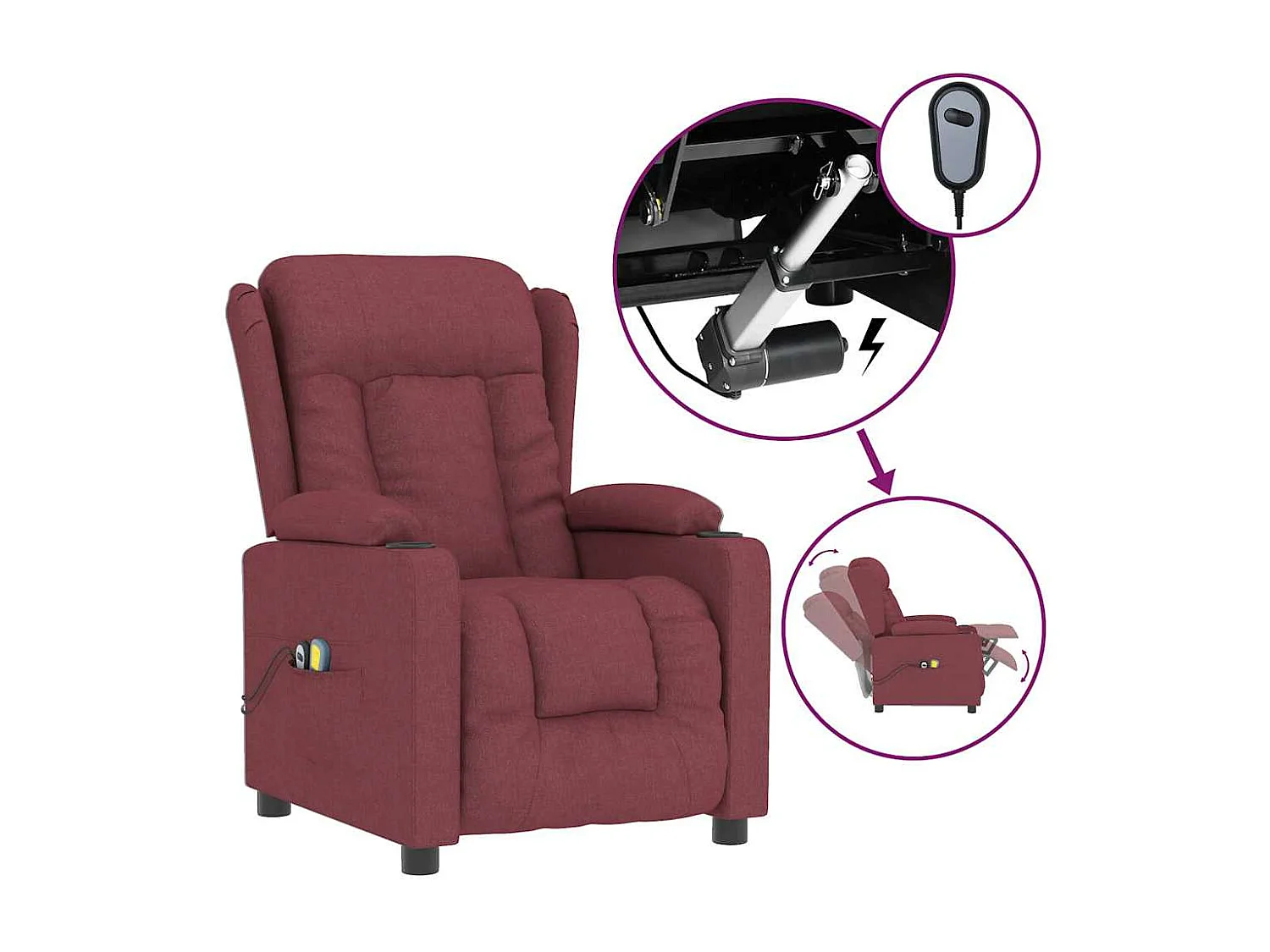 Poltrona massaggiante elettrica Tessuto Bordeaux