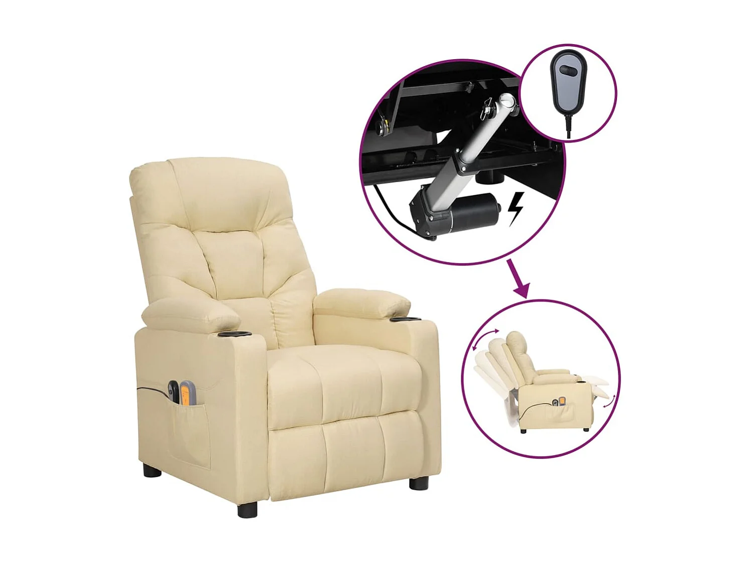 Sillón de masaje eléctrico Crema Tela