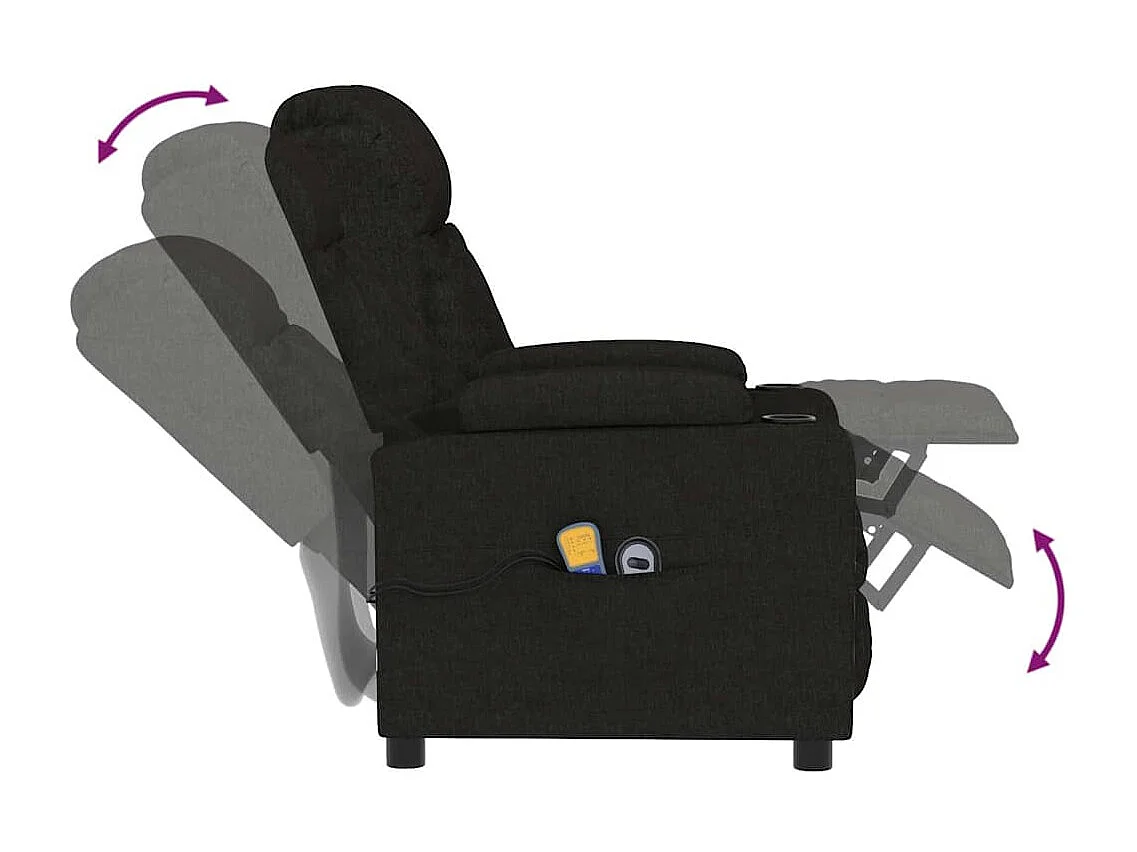 Fauteuil électrique de massage Noir Tissu