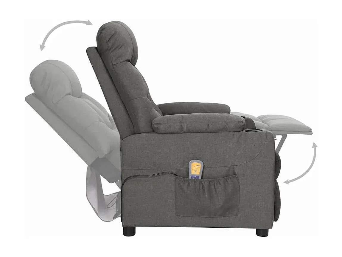 Poltrona de massagem reclinável Tecido cinza escuro
