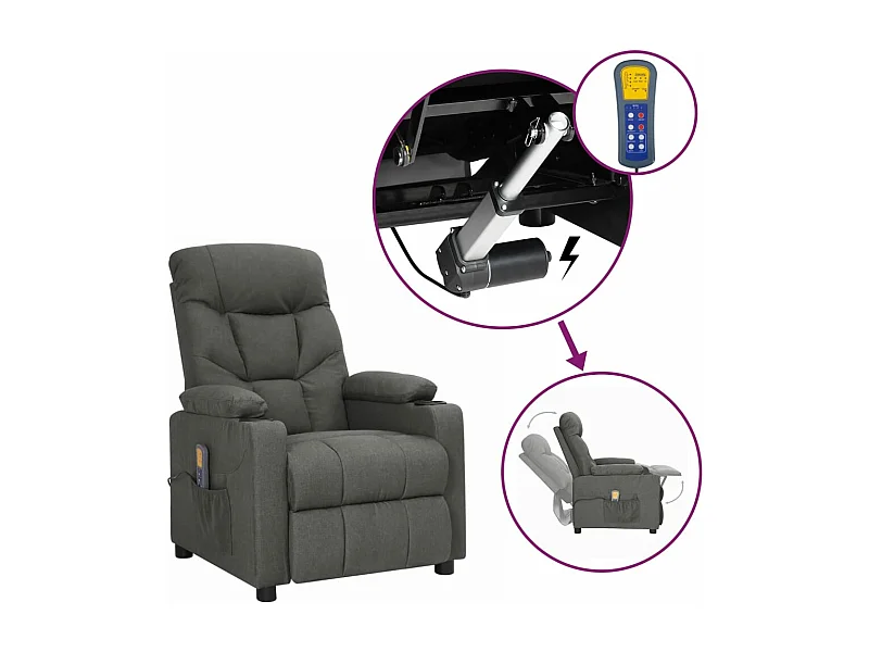 Poltrona de massagem reclinável Tecido cinza escuro