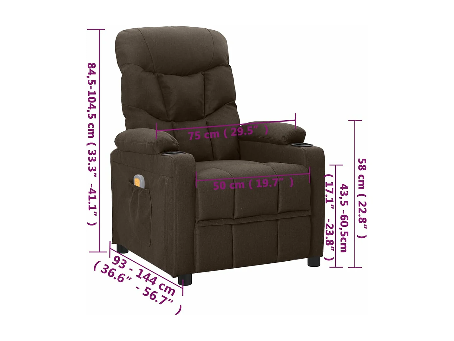 Massagesessel Dunkelbrauner Stoff