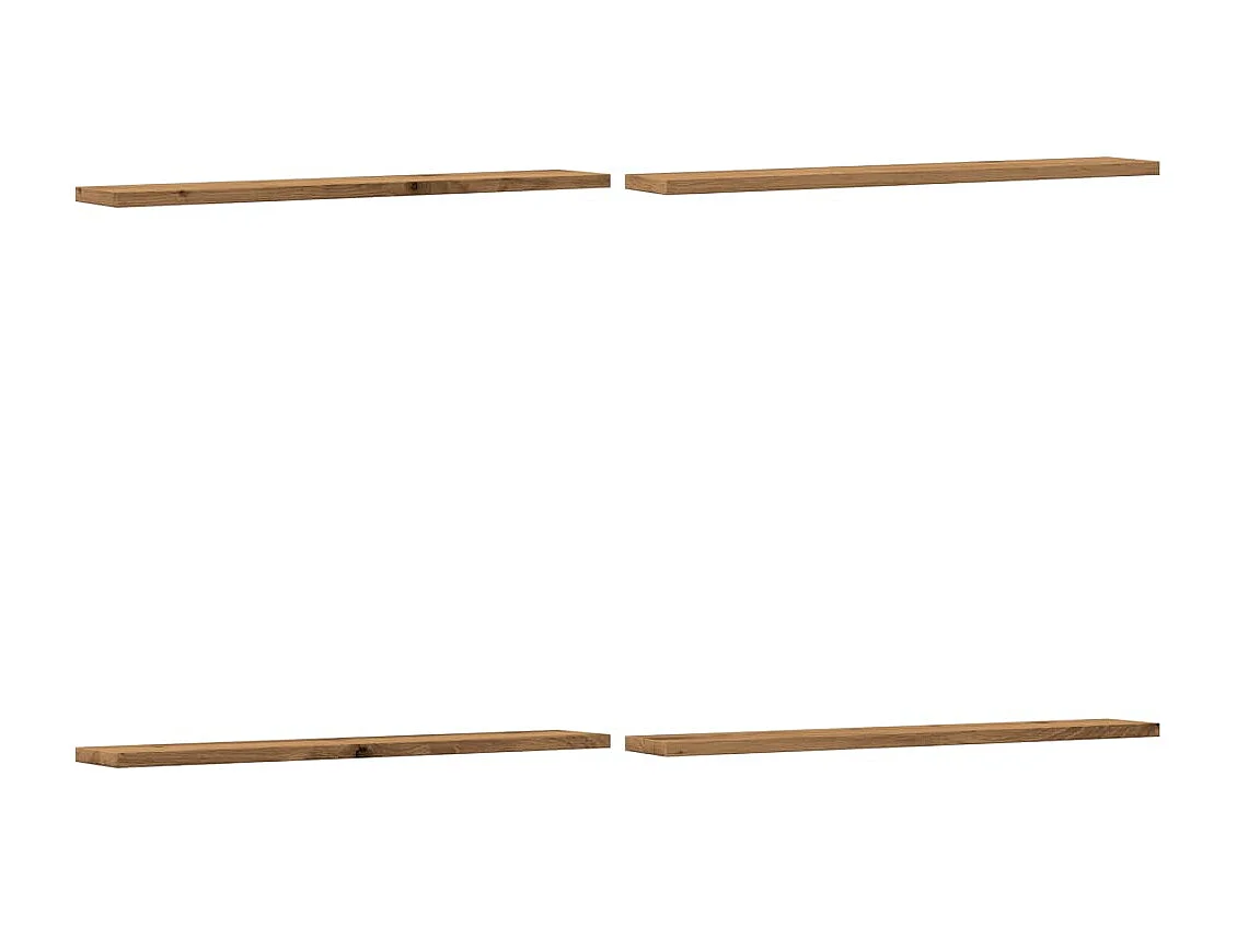 Estantes de pared 4 piezas roble artesanal 60x20x1,5 cm