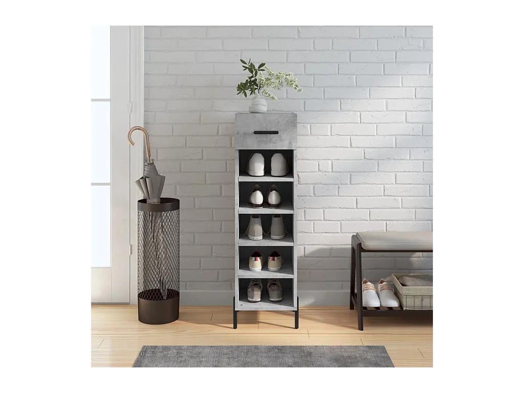 Schoenenkast betongrijs 30x35x105 cm samengesteld hout