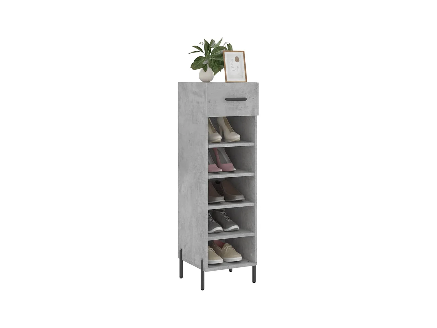 Armoire à chaussures gris béton 30x35x105 cm bois d'ingénierie