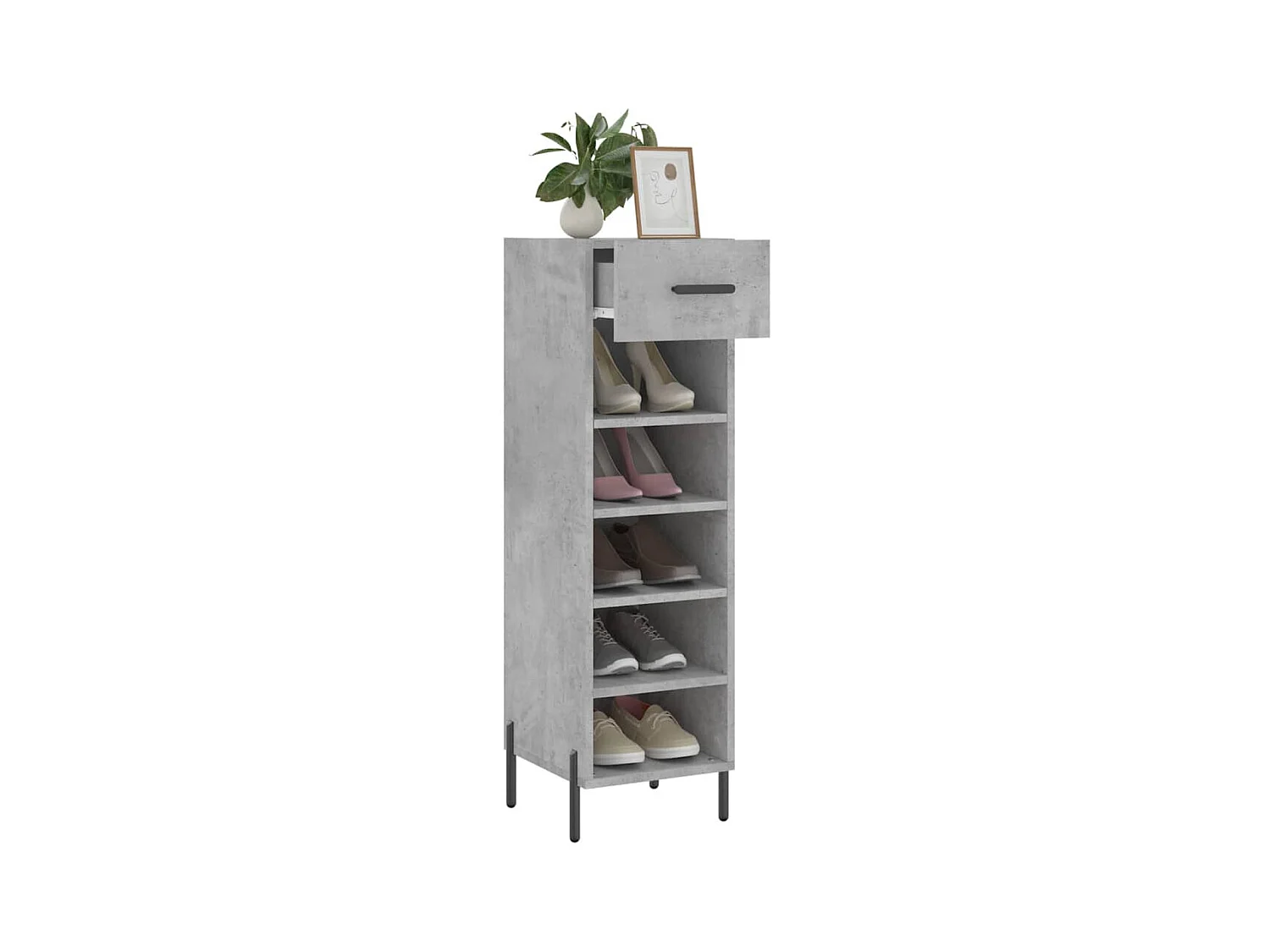 Armoire à chaussures gris béton 30x35x105 cm bois d'ingénierie