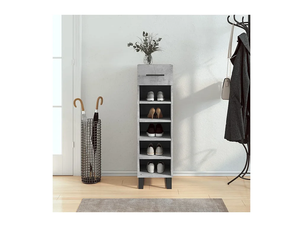 Schoenenkast betongrijs 30x35x105 cm samengesteld hout