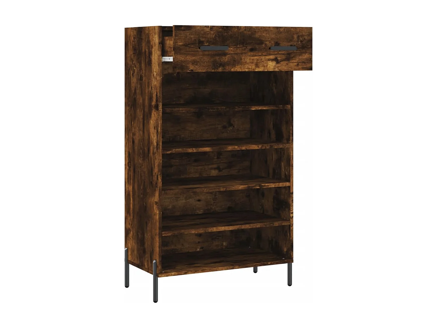 Schuhschrank aus geräucherter Eiche, 60 x 35 x 105 cm, Holzwerkstoff