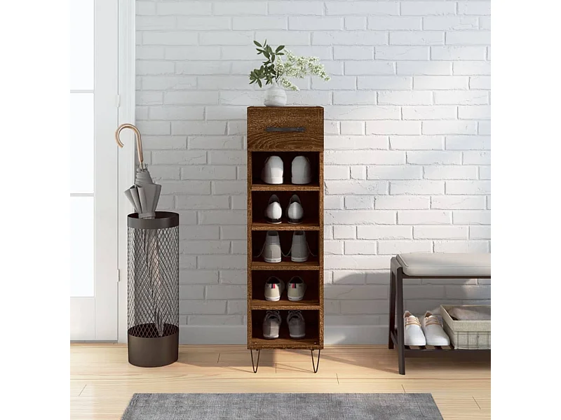 Zapatero roble marrón 30x35x105 cm madera contrachapada