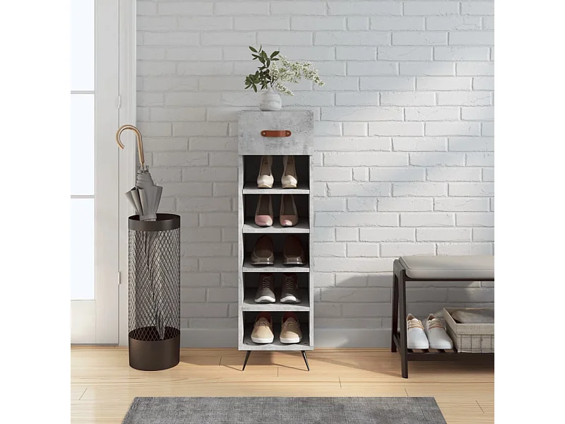 Armoire à chaussures gris béton 30x35x105 cm bois d'ingénierie