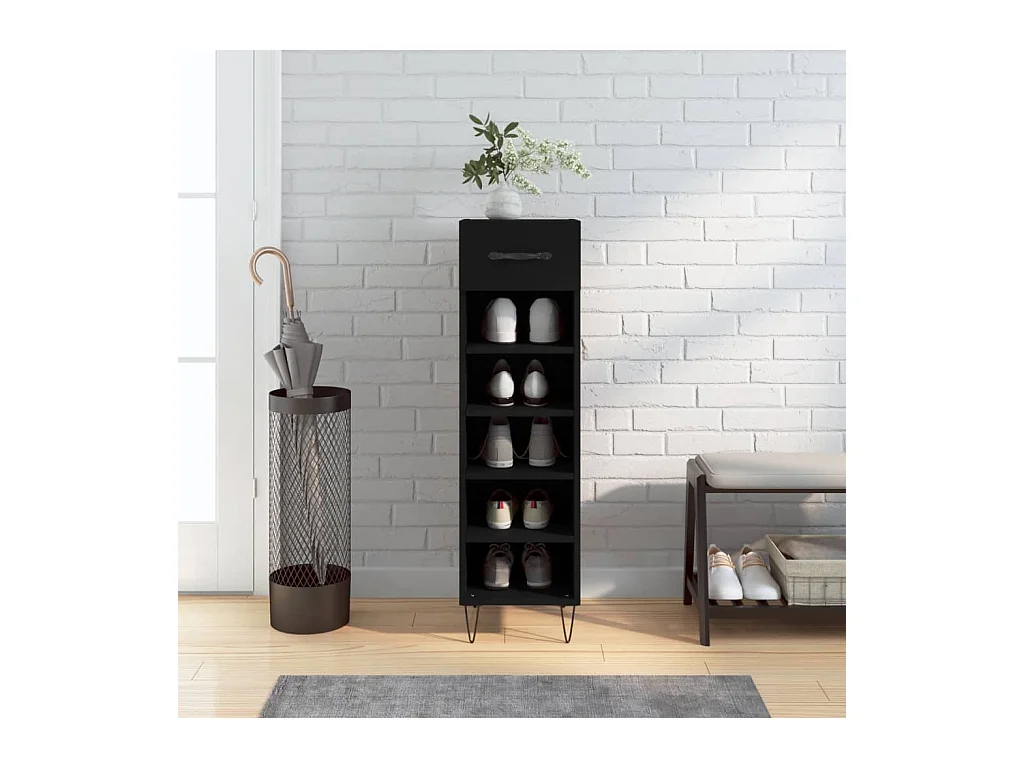 Schuhschrank schwarz 30x35x105 cm Holzwerkstoff