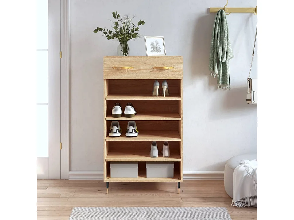Schuhschrank aus Sonoma-Eiche, 60 x 35 x 105 cm, Holzwerkstoff