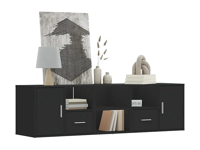 Zwarte hoekkast 160x40x45 cm samengesteld hout