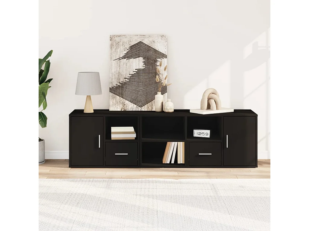 Armoire d'angle noir 160x40x45 cm bois d’ingénierie