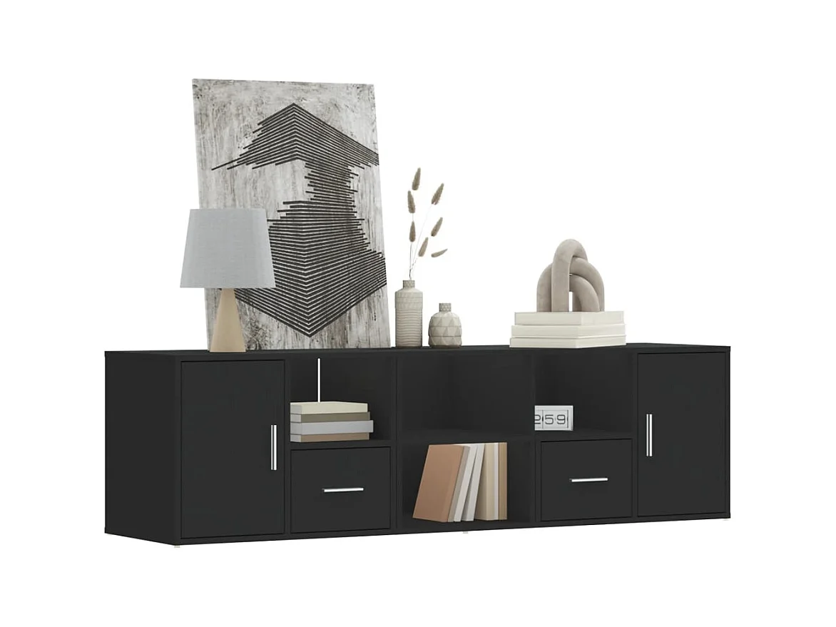 Zwarte hoekkast 160x40x45 cm samengesteld hout
