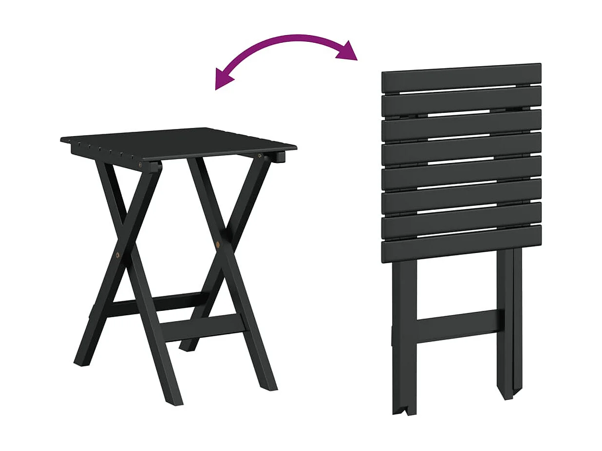 Schaukelstühle 2er-Set aus massivem schwarzem Klapptisch aus Pappelholz