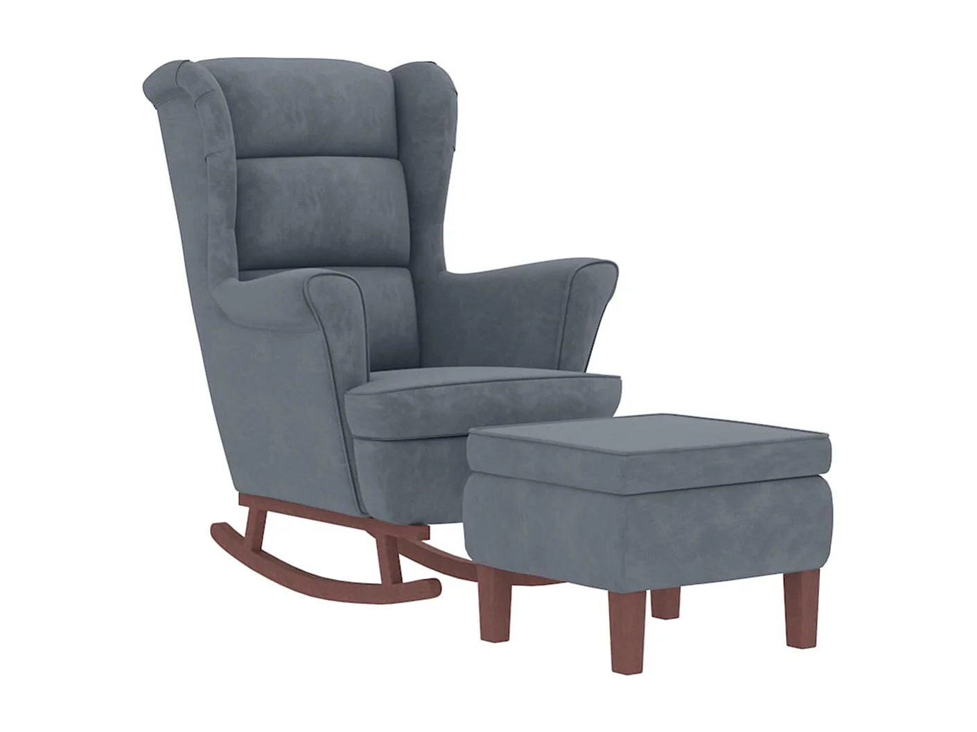 Sedia a dondolo con gambe in legno e sgabello Colore grigio scuro