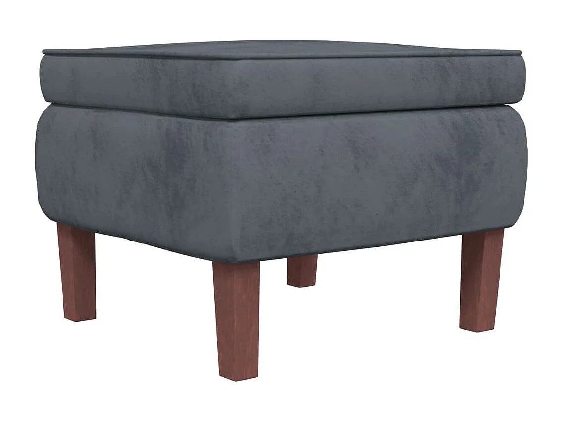 Chaise à bascule avec pieds en bois et tabouret Gris foncé