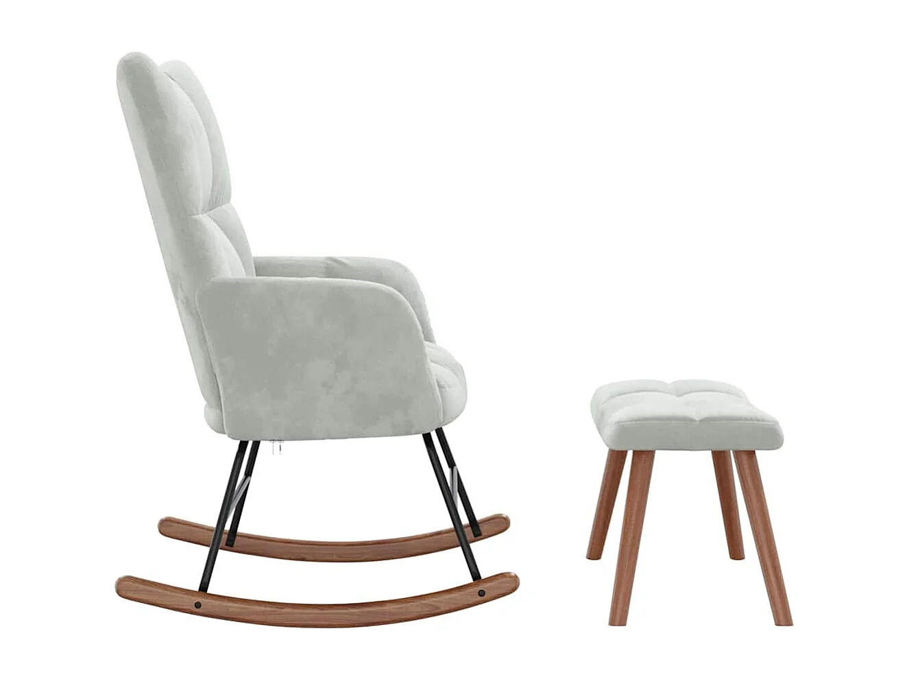 Sedia a dondolo con poggiapiedi Velluto grigio chiaro