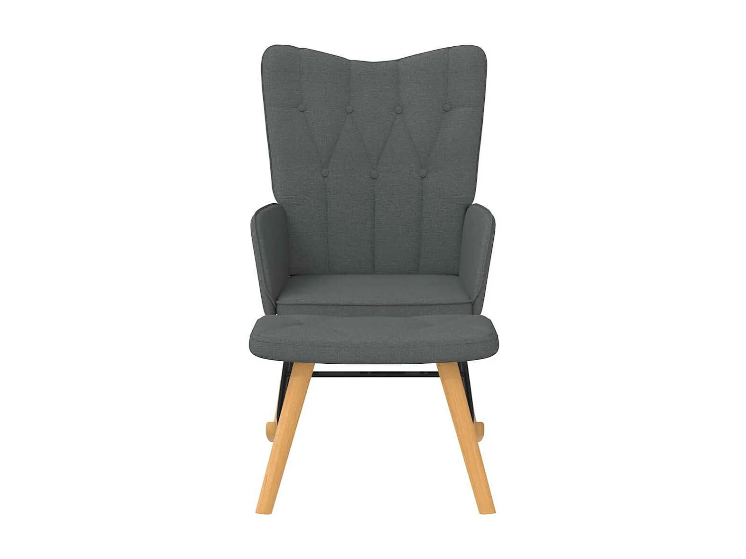 Mecedora con reposapiés Tela gris oscuro