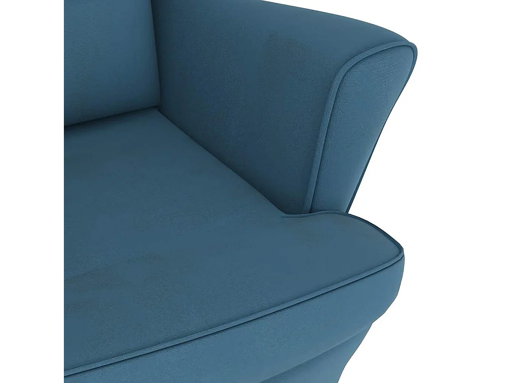 Fauteuil à bascule et pieds en bois massif d'hévéa Bleu Velours
