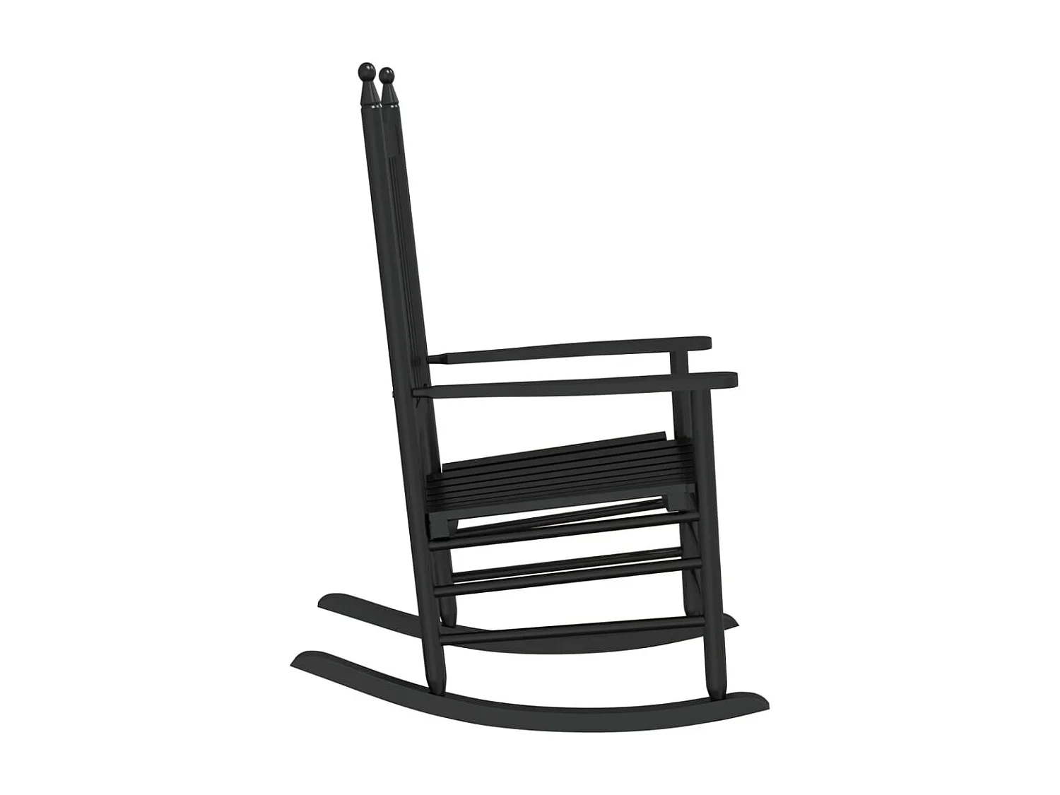 Cadeira de balanço com assento curvo preto em álamo maciço
