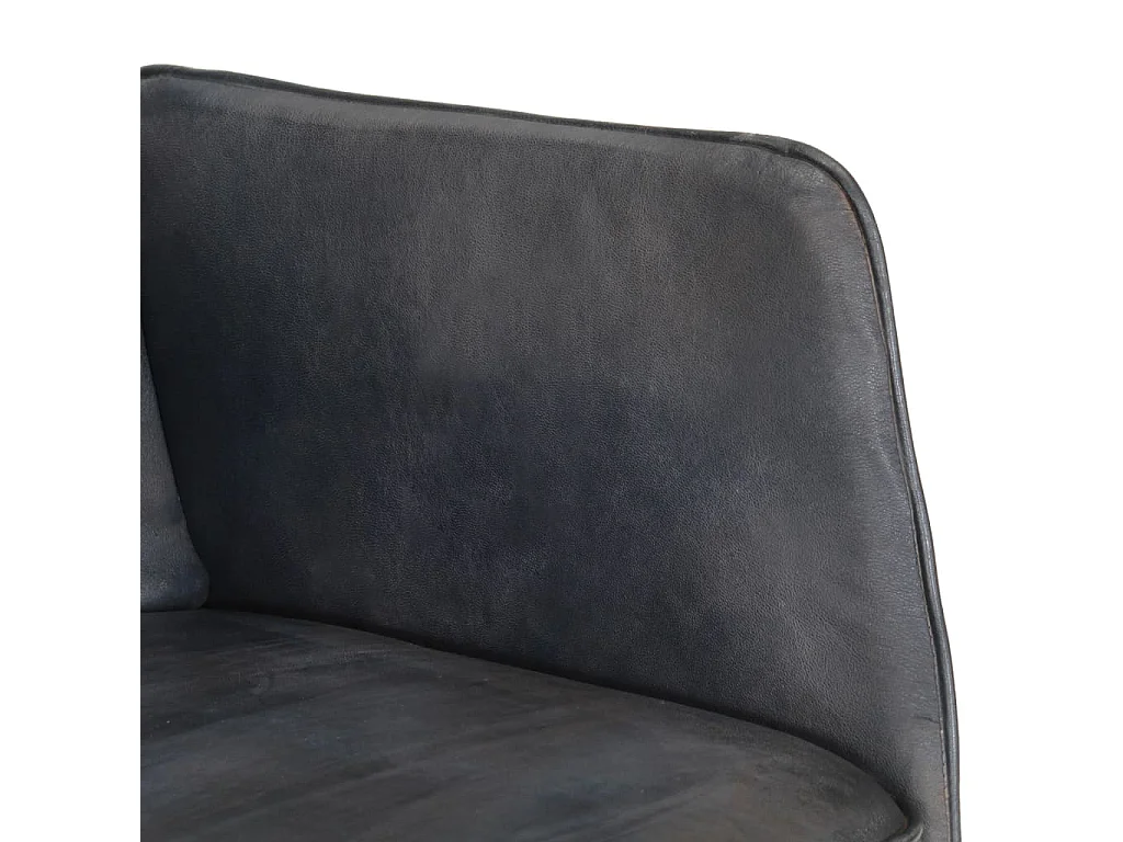 Chaise à bascule avec repose-pied Gris Cuir véritable