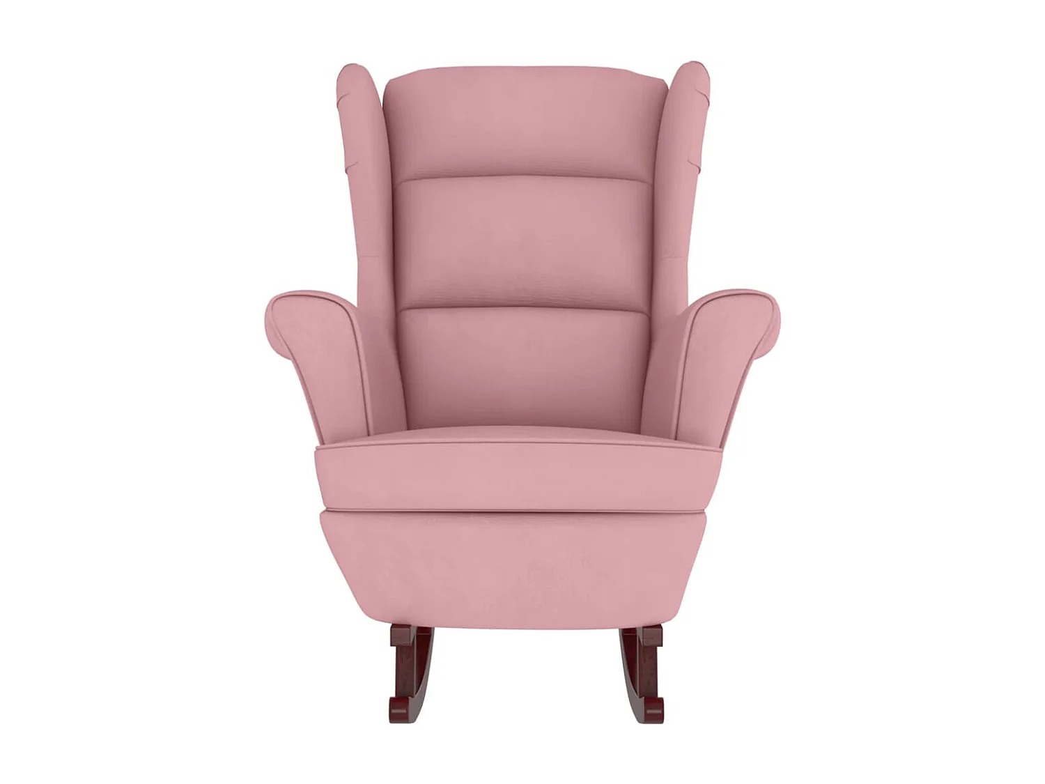 Fauteuil à bascule et pieds en bois massif d'hévéa Rose Velours