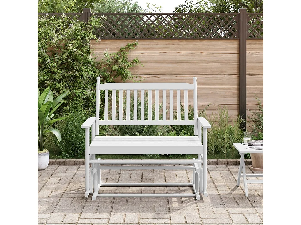 Banc balancelle blanc 118x70x104,5 cm bois massif de peuplier