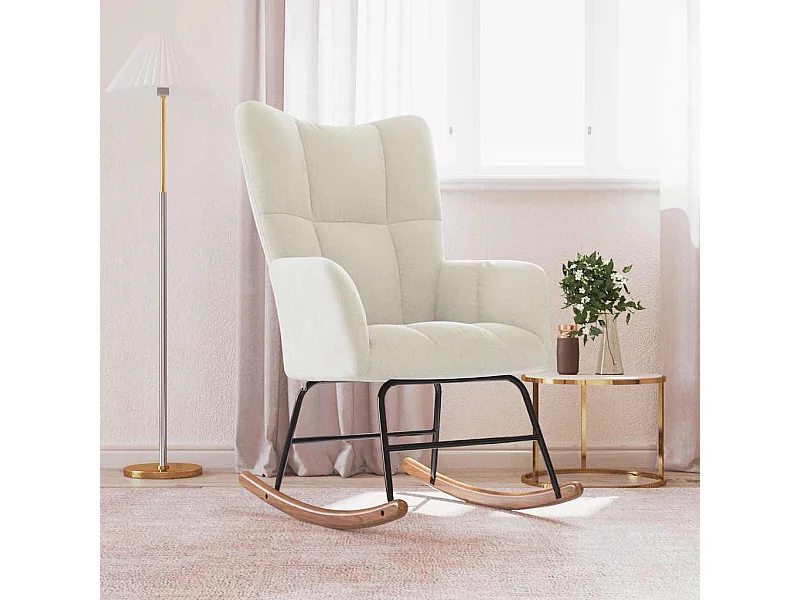 Chaise à bascule Blanc crème Velours