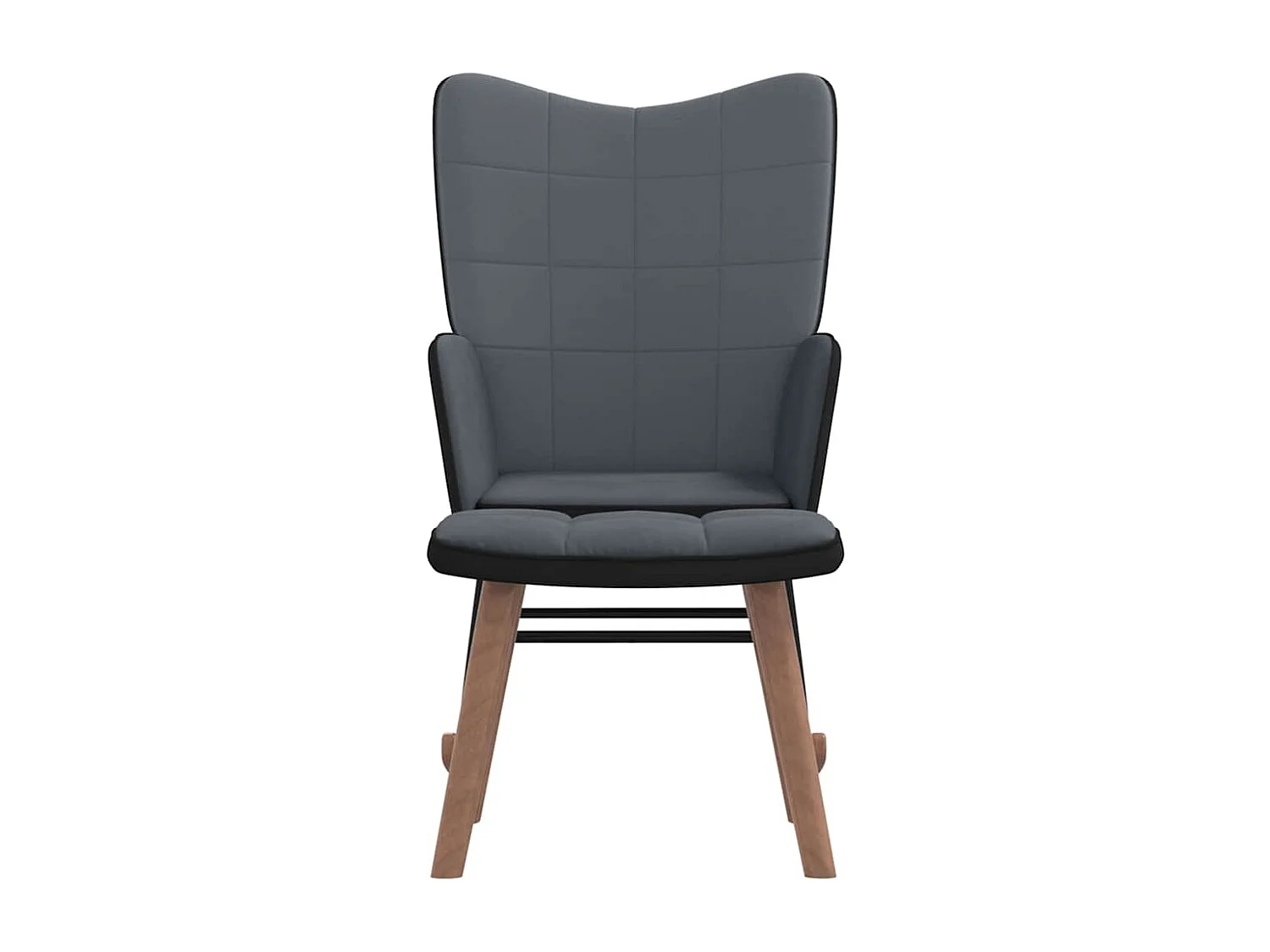 Cadeira de balanço com apoio para pés Veludo cinza escuro e PVC