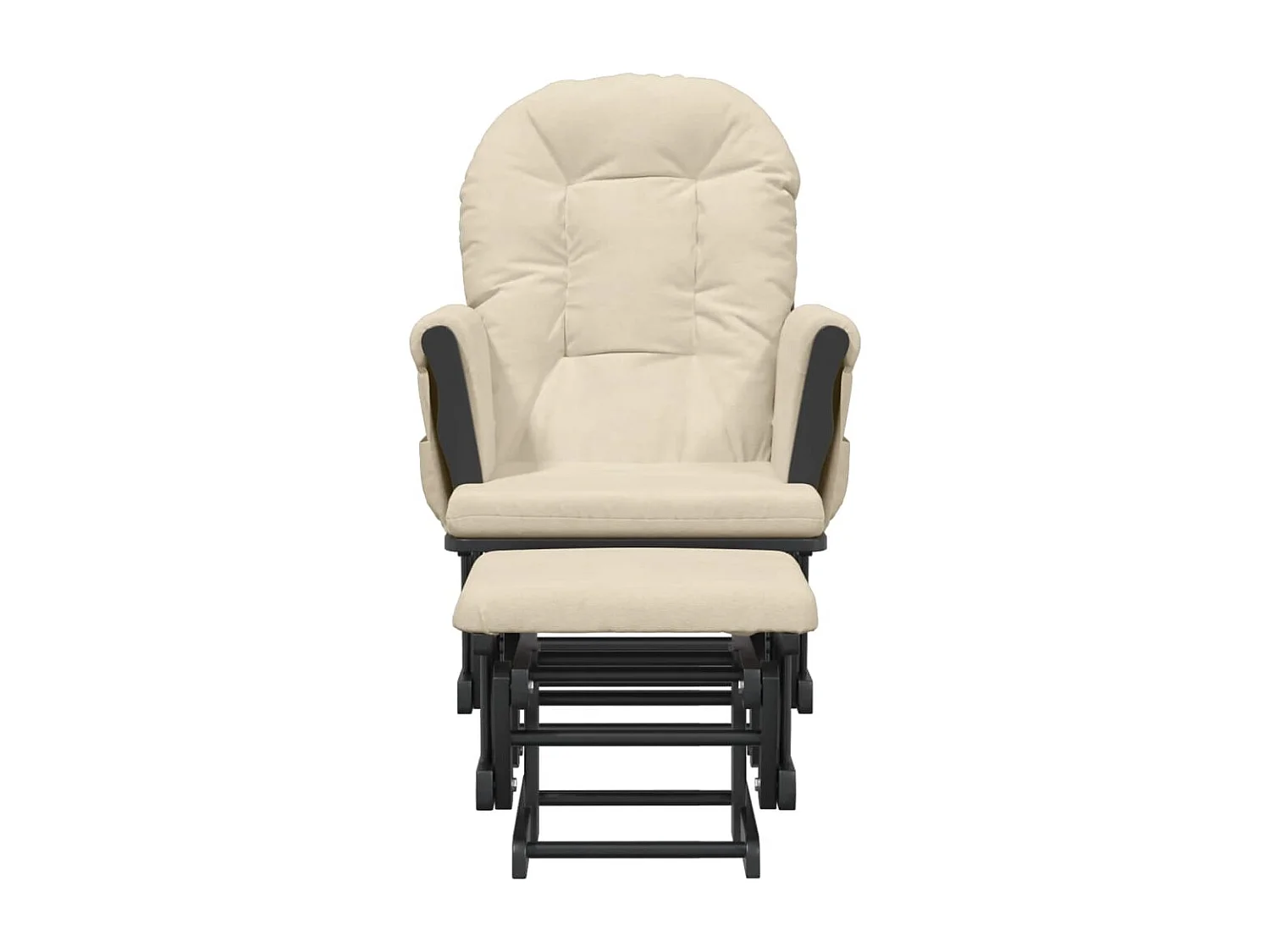 Chaise berçante avec repose-pied Blanc crème Tissu