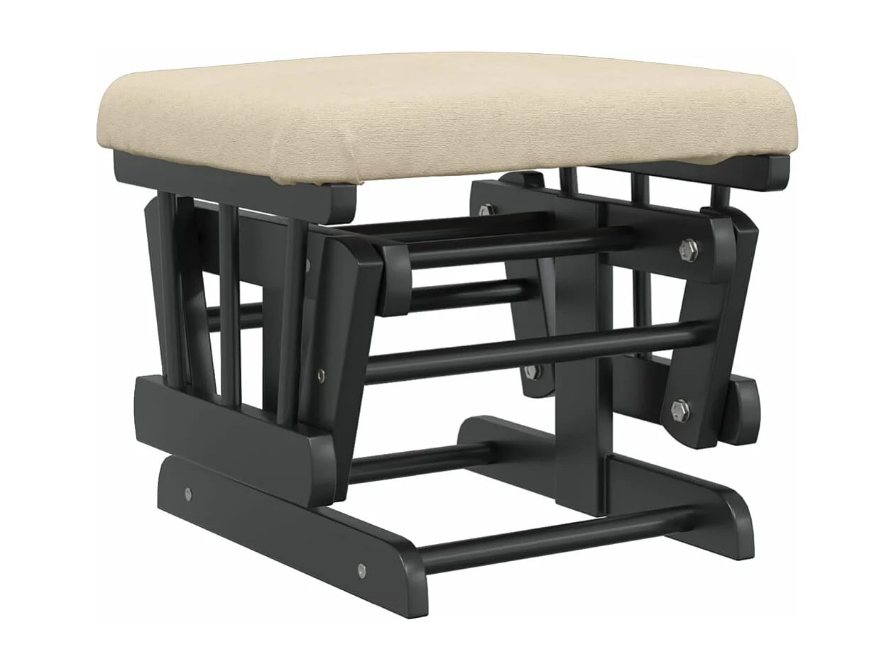 Chaise berçante avec repose-pied Blanc crème Tissu