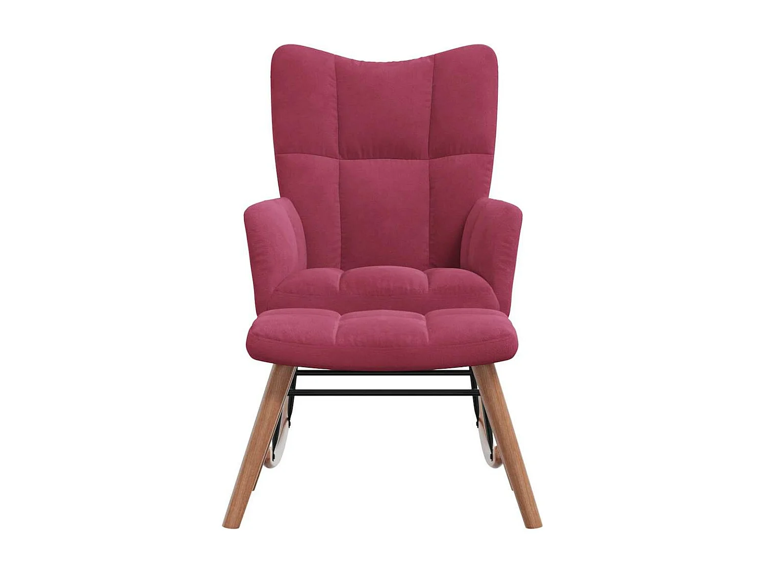 Chaise à bascule avec repose-pied Rouge bordeaux Velours