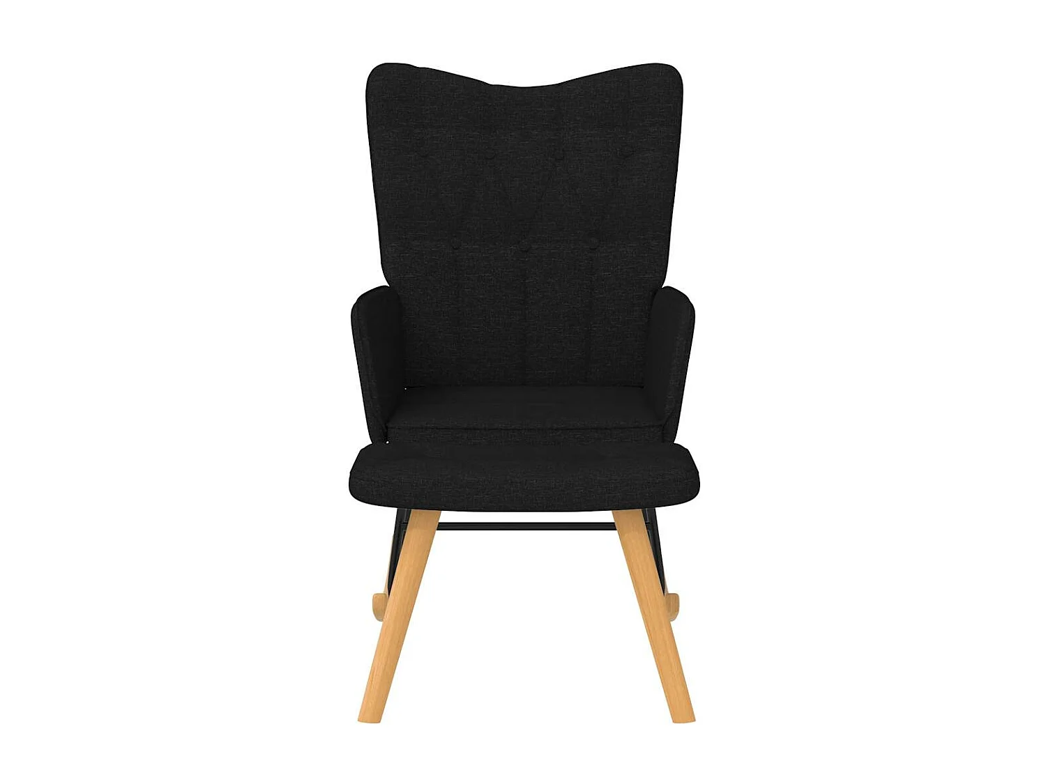 Chaise à bascule avec repose-pied Noir Tissu